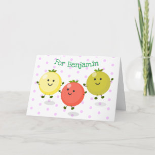 Cute cherry tomatoes cartoon illustration kaart