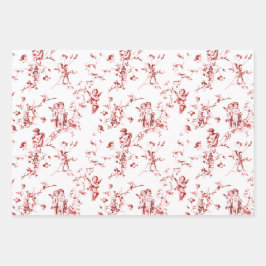 Cute  Cherub Cupid Angels Floral Toile Inpakpapier Vel