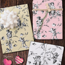 Cute  Cherub Cupid Angels Floral Toile
