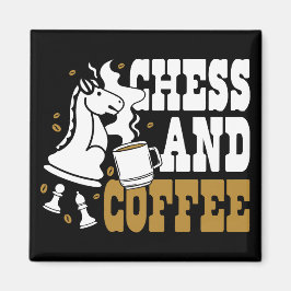 Cute Chess and Coffee Chess Lover Knight Art Magneet