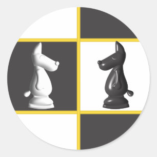 Cute Chess Ronde Sticker