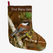 Cute Chestnut Backed Chickadee Songbird Grote Kerstsok (Voorkant)