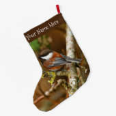 Cute Chestnut Backed Chickadee Songbird Grote Kerstsok (Achterkant (Hangend))