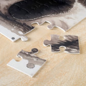 Cute Cheveux Courte Chat Noir Puzzle Puzzle (Côté)