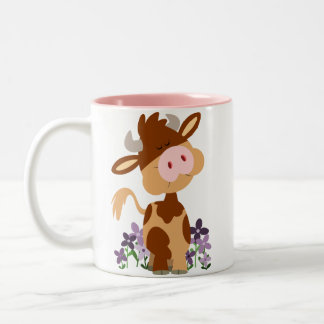 Cute Chevron Cartoon Mug de vache