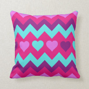 Cute Chevron hartroze Blauwgroen tiener Pillow Kussen
