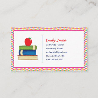 Cute Chevron Pattern Waterverf Apple Book Visitekaartje