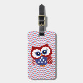 Cute Chevron Zigzag and Patriotic Owl Bagagelabel (Voorkant verticaal)