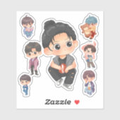 Cute Chibi Anime Boy Vinyl Sticker Set (Feuille)