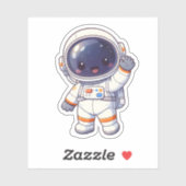 Cute Chibi Astronaut Waving Space Sticker (Feuille)
