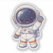 Cute Chibi Astronaut Waving Space Sticker (Devant)