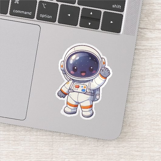 Cute Chibi Astronaut Waving Space Sticker (Détail)