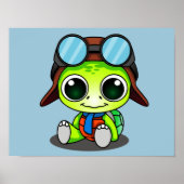 Cute Chibi Aviator Turtle Poster (Voorkant)