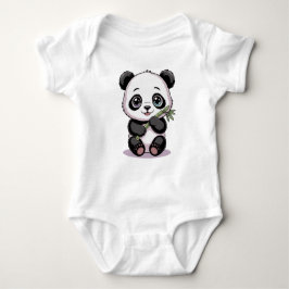 Cute Chibi Baby Panda Bear with Bamboo - Kawaii  Romper