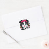 Cute Chibi Border Collie Puppy Ronde Sticker (Envelop)