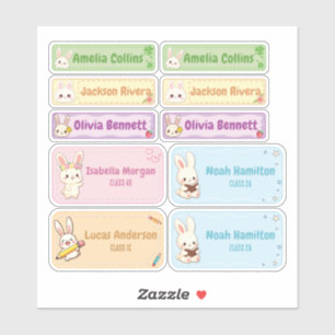 Cute Chibi Bunny Nom Étiquettes pour enfants