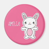 Cute Chibi Bunny Pink Personalized Magneet (Voorkant)