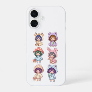 Cute Chibi Dieren en Paddenstoelen Beschermende Ho iPhone 16 Hoesje