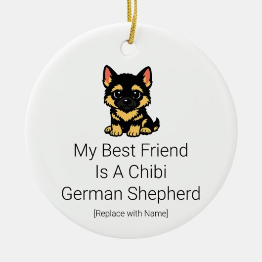 Cute Chibi Duitse Herdershond Puppy Baby Ornament (Voorkant)