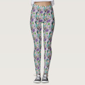 Cute Chibi Girl & Floral Pattern Leggings (Devant)