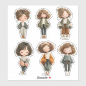 Cute Chibi Girl Sticker Sheet – Closed Eyes Poses (Feuille)