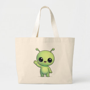 Cute Chibi Groene Alien Boodschappentas – Kawaii R Grote Tote Bag