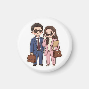 Cute Chibi K-Drama Advocaat Koppel Ronde Koelkastm Magneet