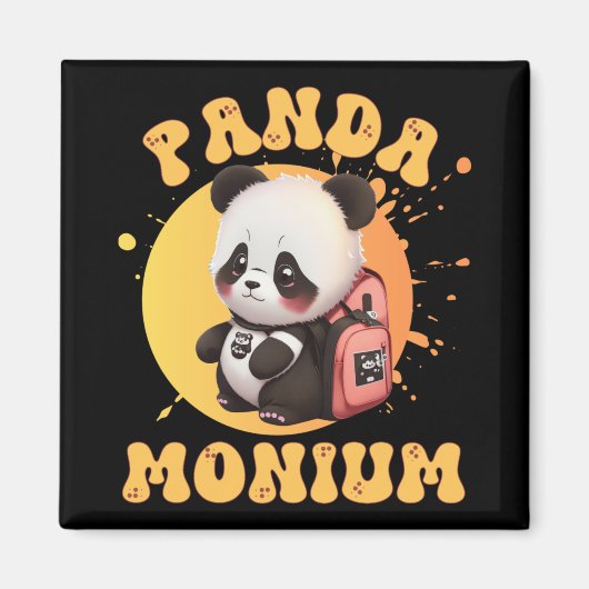 Cute Chibi Kawaii Panda Name School Year On Back B Magneet (Voorkant)