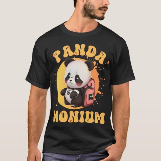 Cute Chibi Kawaii Panda Name School Year On Back B T-shirt (Voorkant)