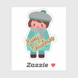 Cute chibi kerstboy sticker