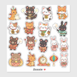 Cute Chibi Lunar New Year Animals Vinyl Stickers