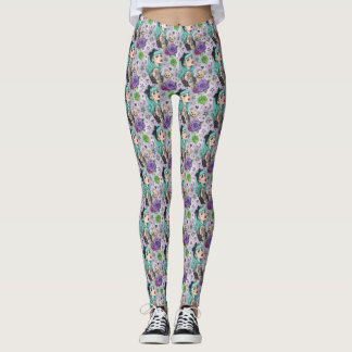 Cute Chibi Meisje & Bloemmotief Leggings