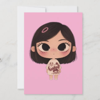 Cute Chibi Meisje Kawaii Wenskaart Kaart