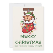 Cute Chibi Rendier Kousen Kerst Foto Kaart