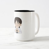 Cute Chibi Self-Portrait with Heart Hands Mug  (Devant droit)
