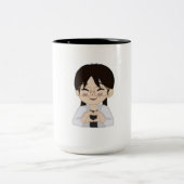 Cute Chibi Self-Portrait with Heart Hands Mug (Centre)