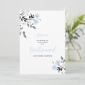 Cute Chic Blue Floral Bunch Wedding Bridesmaid Kaart (Staand voorkant)