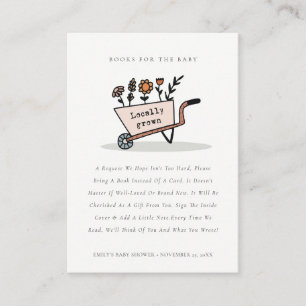 Cute Chic Blush Floral Cart Books for Baby shower Informatiekaartje