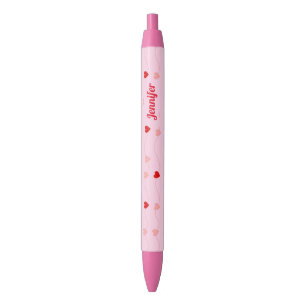 Cute Chic Blush Pink Red Hearts gepersonaliseerd Zwarte Inkt Pen