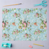 Cute Chic Girly Floral-Pastel Blue Background Tissuepapier (Craft)