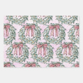 Cute Chic Kerstmis Wrearies and Bows Inpakpapier Vel (Voorkant)