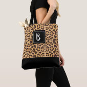 Cute Chic Leopard Animal Print Brown Black Initiaa Draagtas (Dichtbij)