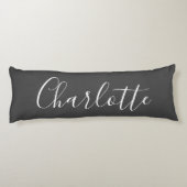 Cute Chic Minimalist Calligraphy Name Black White Lichaamskussen (Achterkant)