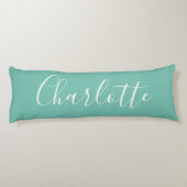 Cute Chic Minimalist Calligraphy Name Mint Blauwgr Lichaamskussen (Achterkant)