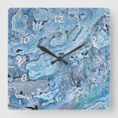 Cute Chic Paars Blue Faux Zee Shell Pattern Vierkante Klok (Voorkant)