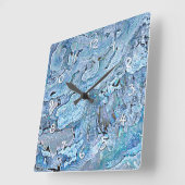 Cute Chic Paars Blue Faux Zee Shell Pattern Vierkante Klok (Hoek)