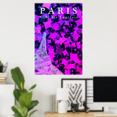 Cute Chic Paris Eiffel Tower Quote Poster (Thuiskantoor)