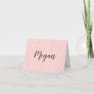 Cute Chic Pink Gold Polka Dot Pattern Persoonlijk Notitiekaartje