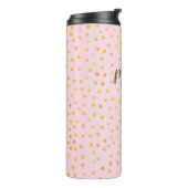 Cute Chic Pink Gold Polka Dot Pattern Persoonlijk Thermosbeker (Gedraaid links)
