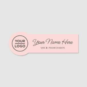 Cute Chic Script Personeelskaart Ronde Logo Naamba Naamplaatje